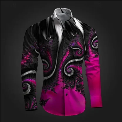Creative 3D Print Shirt with Long Sleeve - Image 3