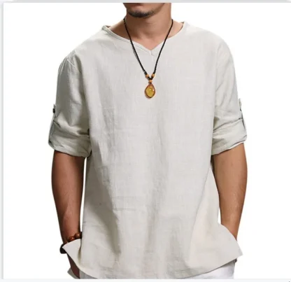 Loose Fit Solid Shirt with Half Sleeve - Image 3