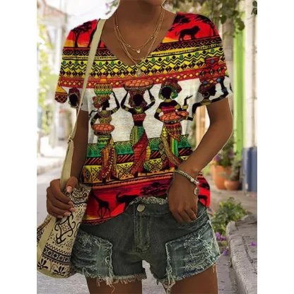 V-neck Shirts with Traditonal Print - Image 8