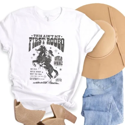 Retro Rodeo Print Relax Fit T-shirts - Image 2
