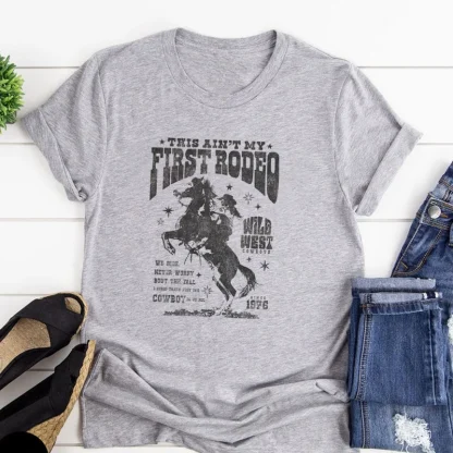 Retro Rodeo Print Relax Fit T-shirts - Image 3