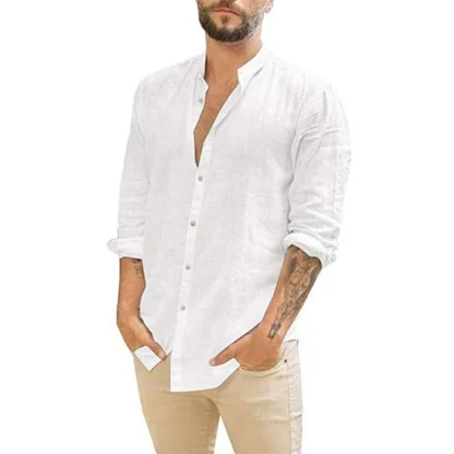 Men's Long Sleeve Shirt with Solid Color - Image 3