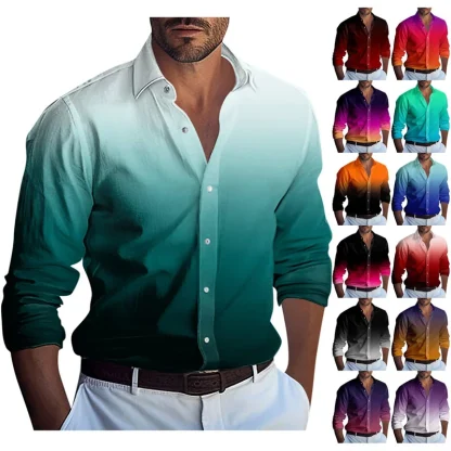 Gradient Print Buttoned Formal Shirt - Image 2