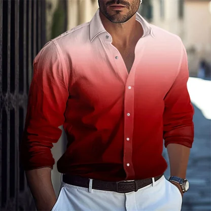 Gradient Print Buttoned Formal Shirt