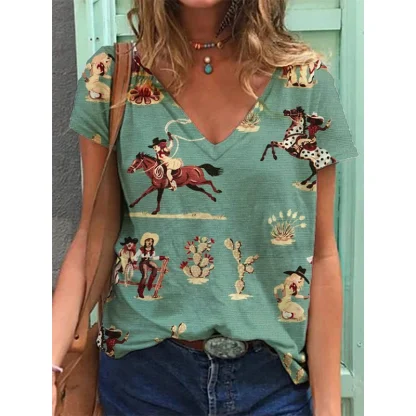V-neck Shirts with Traditonal Print - Image 3