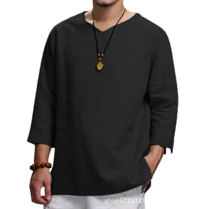 Loose Fit Solid Shirt with Half Sleeve - Image 5