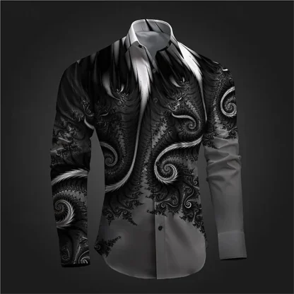 Creative 3D Print Shirt with Long Sleeve - Image 4