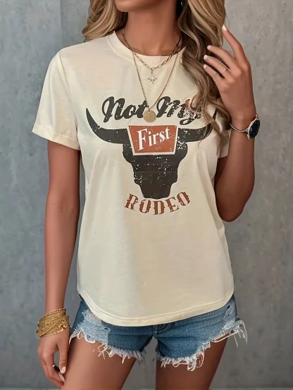 Retro T-Shirt with Bull Print Design - Image 4