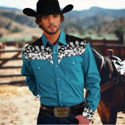 Formal Buttoned Shirt with Floral Pattern - Image 2