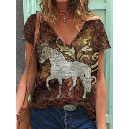 V-neck Shirts with Traditonal Print - Image 5