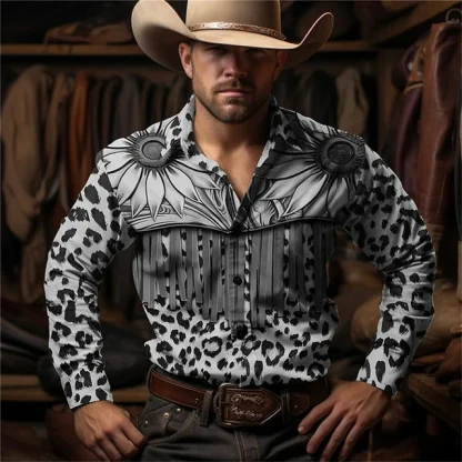 Retro Printed Long Sleeve Shirt - Image 9