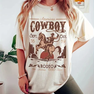 Oversized Riding Cowboy Printed T-Shirt