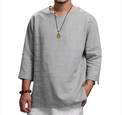 Loose Fit Solid Shirt with Half Sleeve - Image 2