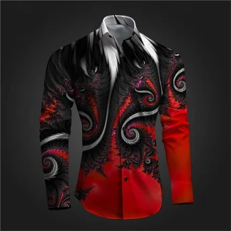 Creative 3D Print Shirt with Long Sleeve