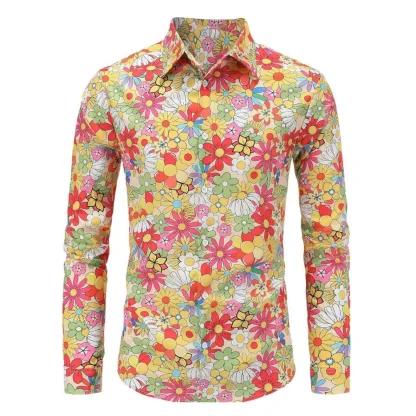 Retro Long Sleeve Shirt with Floral Print - Image 4