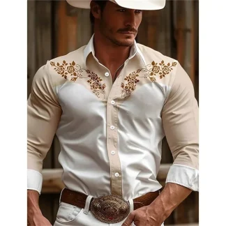 Formal Long Sleeve Shirt with Elegant Print