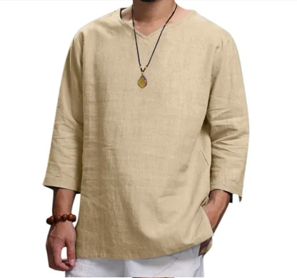 Loose Fit Solid Shirt with Half Sleeve - Image 4