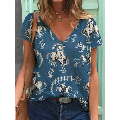 V-neck Shirts with Traditonal Print - Image 6