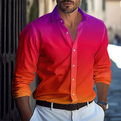 Gradient Print Buttoned Formal Shirt - Image 4