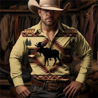 Retro Printed Long Sleeve Shirt - Image 5