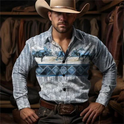 Retro Printed Long Sleeve Shirt - Image 13