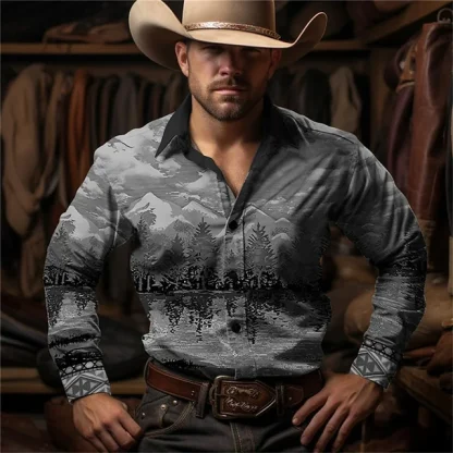 Retro Printed Long Sleeve Shirt - Image 11