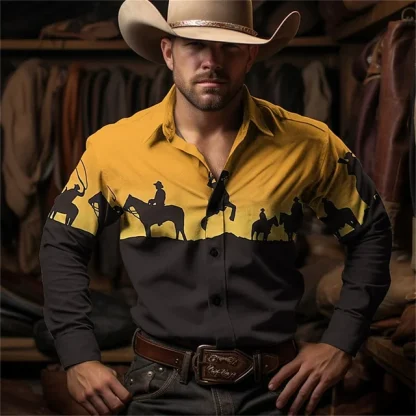 Retro Printed Long Sleeve Shirt - Image 14