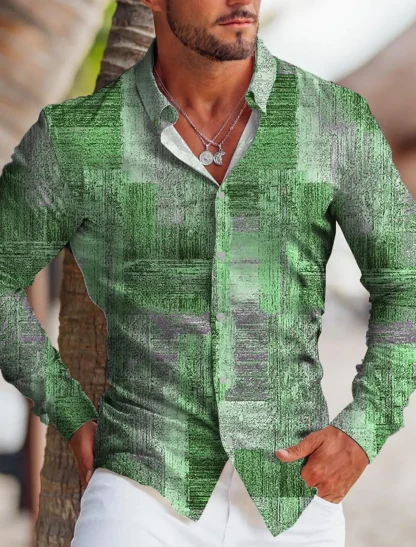 Button Up Men's Long Sleeve Shirts - Image 3