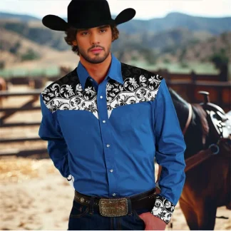 Formal Buttoned Shirt with Floral Pattern
