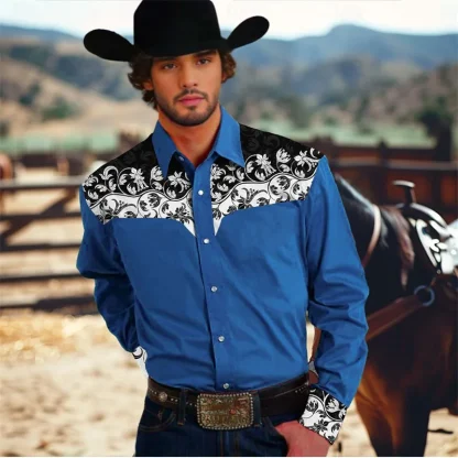 Formal Buttoned Shirt with Floral Pattern