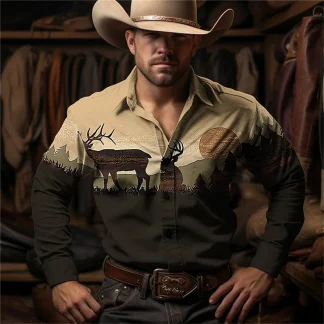 Retro Printed Long Sleeve Shirt