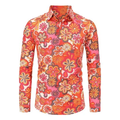 Retro Long Sleeve Shirt with Floral Print - Image 5