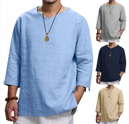 Loose Fit Solid Shirt with Half Sleeve - Image 6