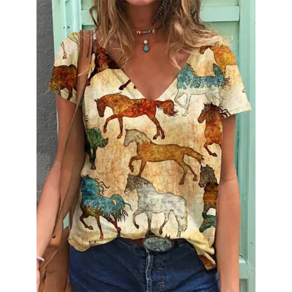 V-neck Shirts with Traditonal Print - Image 4