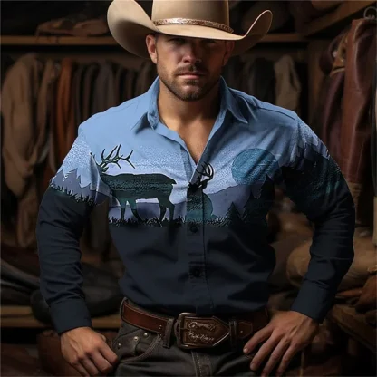 Retro Printed Long Sleeve Shirt - Image 15