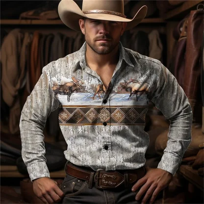 Retro Printed Long Sleeve Shirt - Image 6