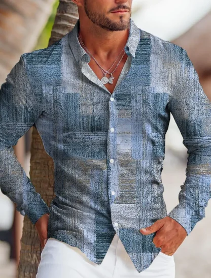 Button Up Men's Long Sleeve Shirts - Image 4