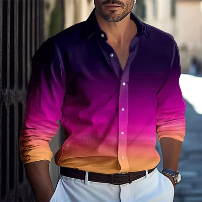 Gradient Print Buttoned Formal Shirt - Image 11