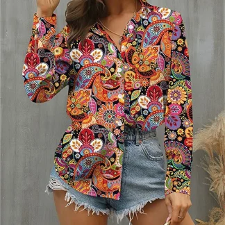 Long Sleeve Shirt with Vibrant Paisley Print