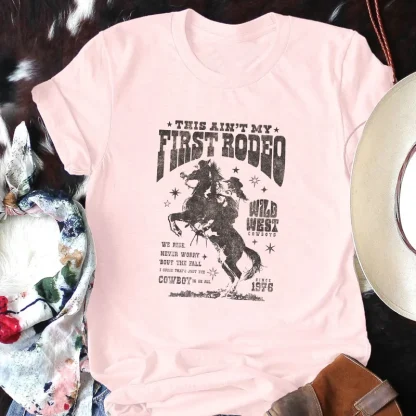 Retro Rodeo Print Relax Fit T-shirts - Image 4